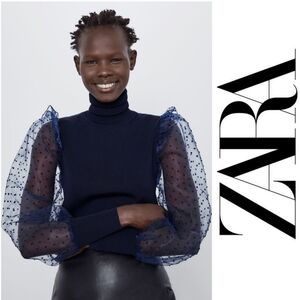 Zara Dotted Mesh Organza Sweater